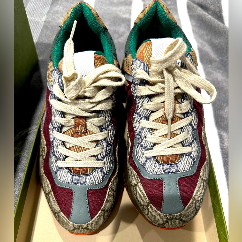 Gucci Rhynton Sneakers for women. Worn only once! Mint Condition! Box, dust bag!
